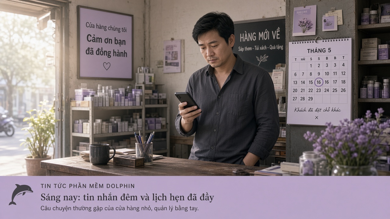 Sáng hôm sau chủ tiệm mở điện thoại thấy tin nhắn đêm qua chưa trả lời, lịch đã đầy chỗ khách khác